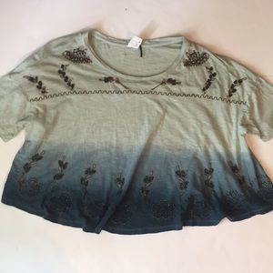 Alamo & Kin t shirt ombré beaded XS blue